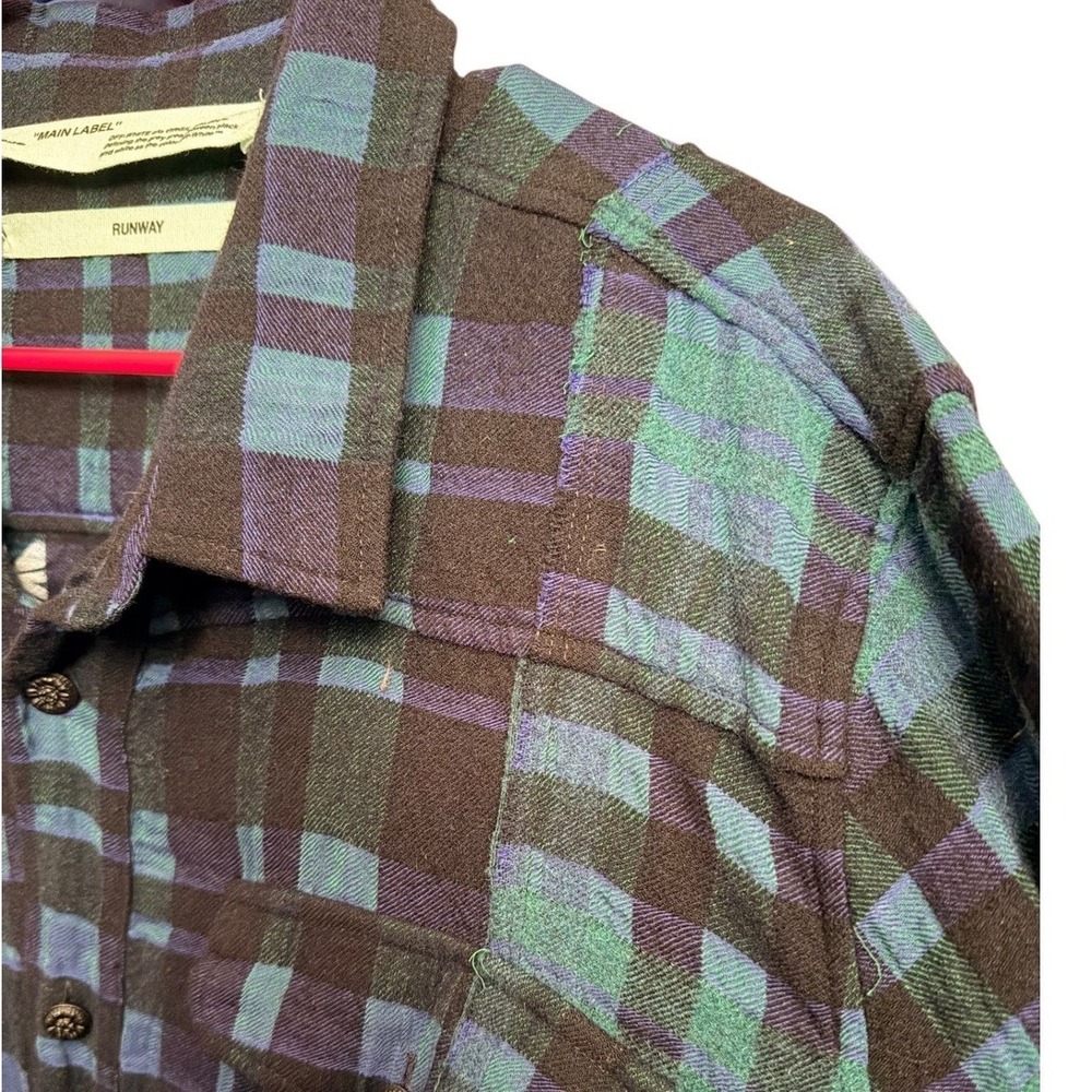 Off-White Virgil Abloh Seeing Things Plaid Flannel Shirt Xxl Main Label Runway View 6